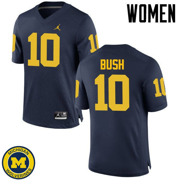 Women University of Michigan #10 Devin Bush Navy NCAA Player Game Jersey